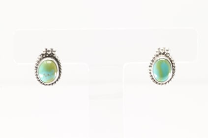 Native America Navajo Sterling Silver Turquoise Post Earring's By Rosemary Saunders.