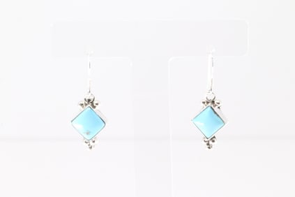 Native America Navajo Sterling Silver Turquoise Dangling Earring's By Sharon McCarthy.