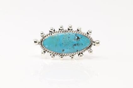 Native America Navajo Sterling Silver Turquoise Ring By Mike Smith.