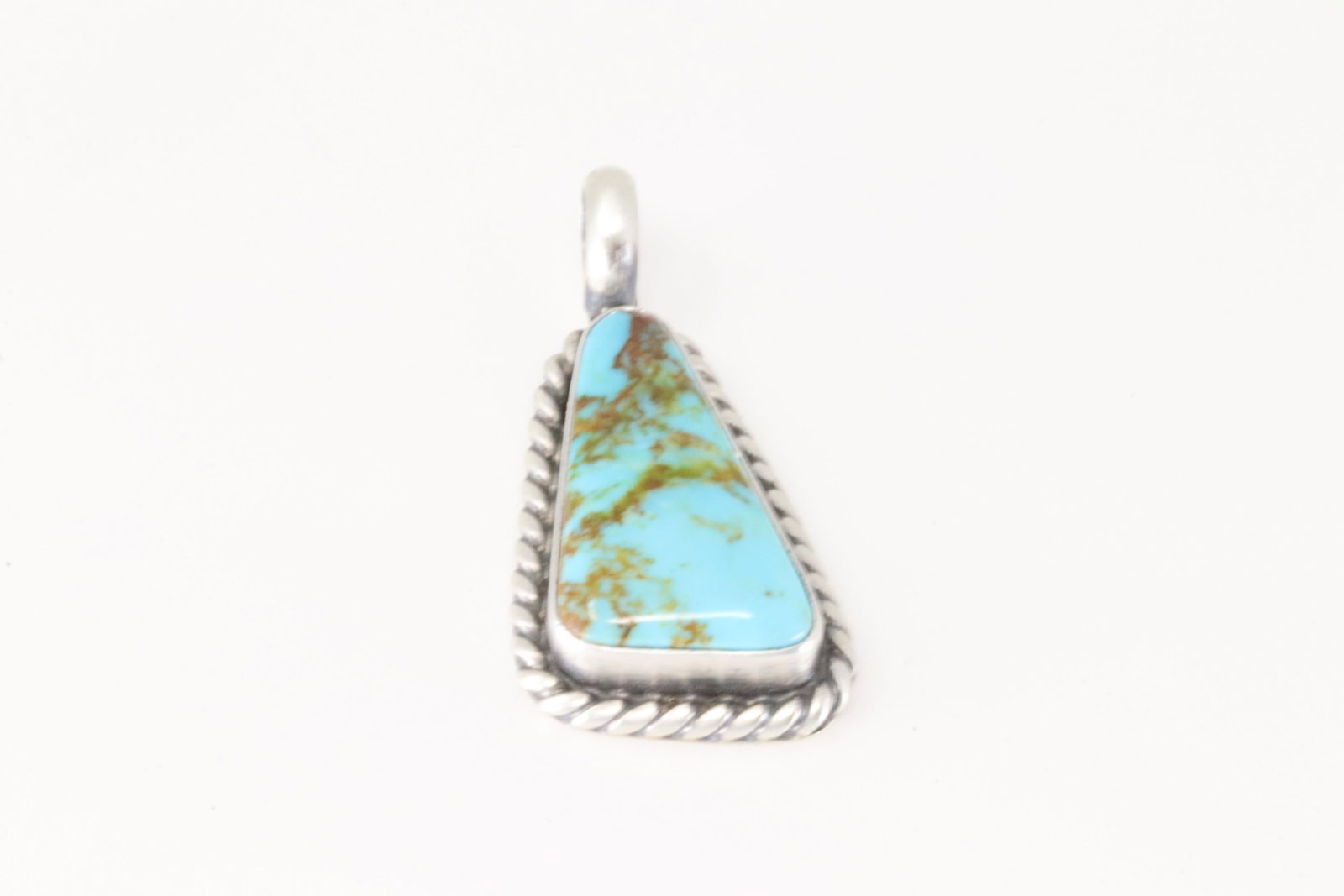 Native America Navajo Sterling Silver Kingman Turquoise Pendant By Johnny Dixon.: This is a Native America Navajo Sterling Silver Kingman Turquoise Pendant By Johnny Dixon.