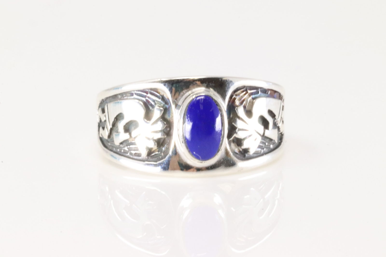 Native American Navajo Sterling Silver Lapis Ring Kokopelli Cuff By Julius Burbank. (1 of 4)