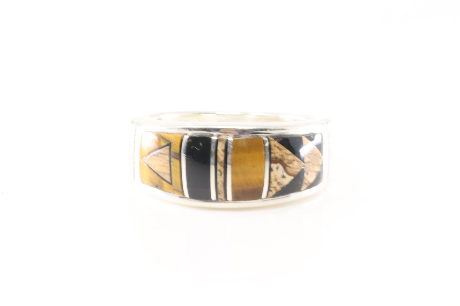 Native America Navajo Sterling Silver Multi-Color Stone Inlay Ring By Rick T. (1 of 4)