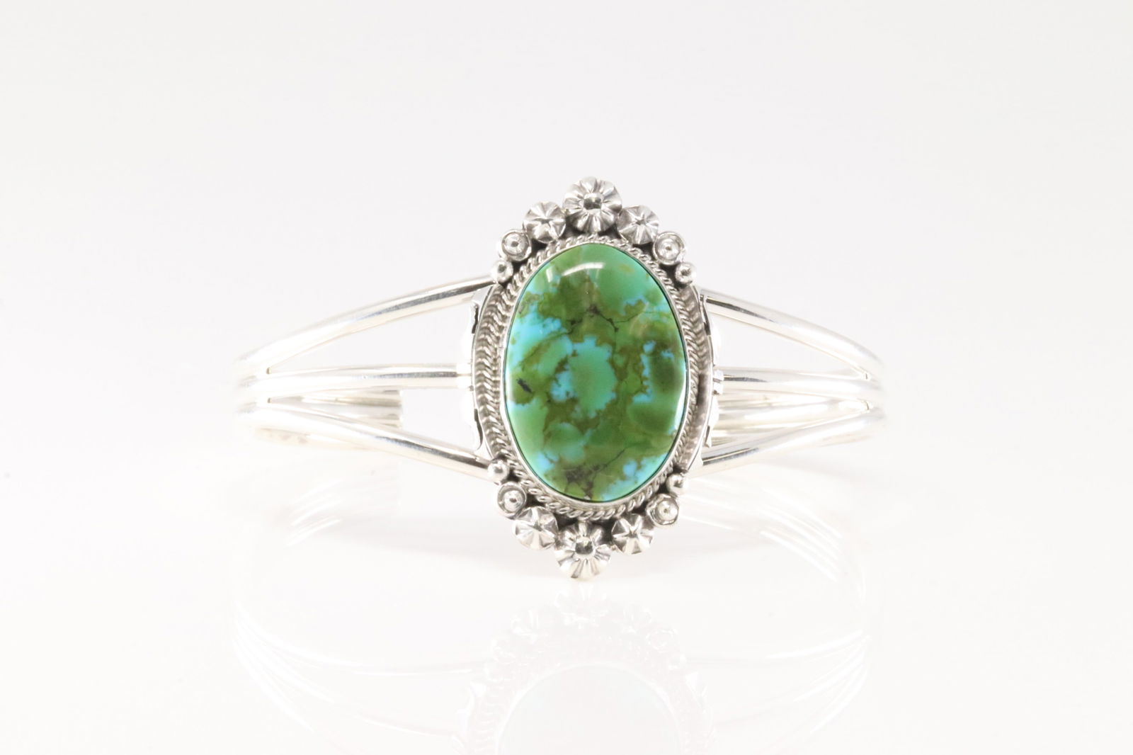 Native America Navajo Sterling Silver Kingman Turquoise Bracelet Cuff By Daniel Benally. (1 of 4)