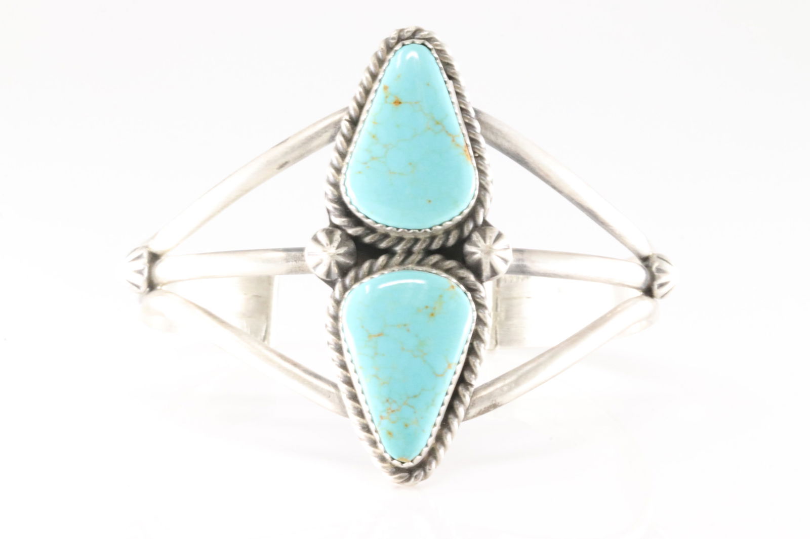 Native America Navajo Sterling Silver Kingman Turquoise Bracelet Cuff By Augustine Largo. (1 of 4)