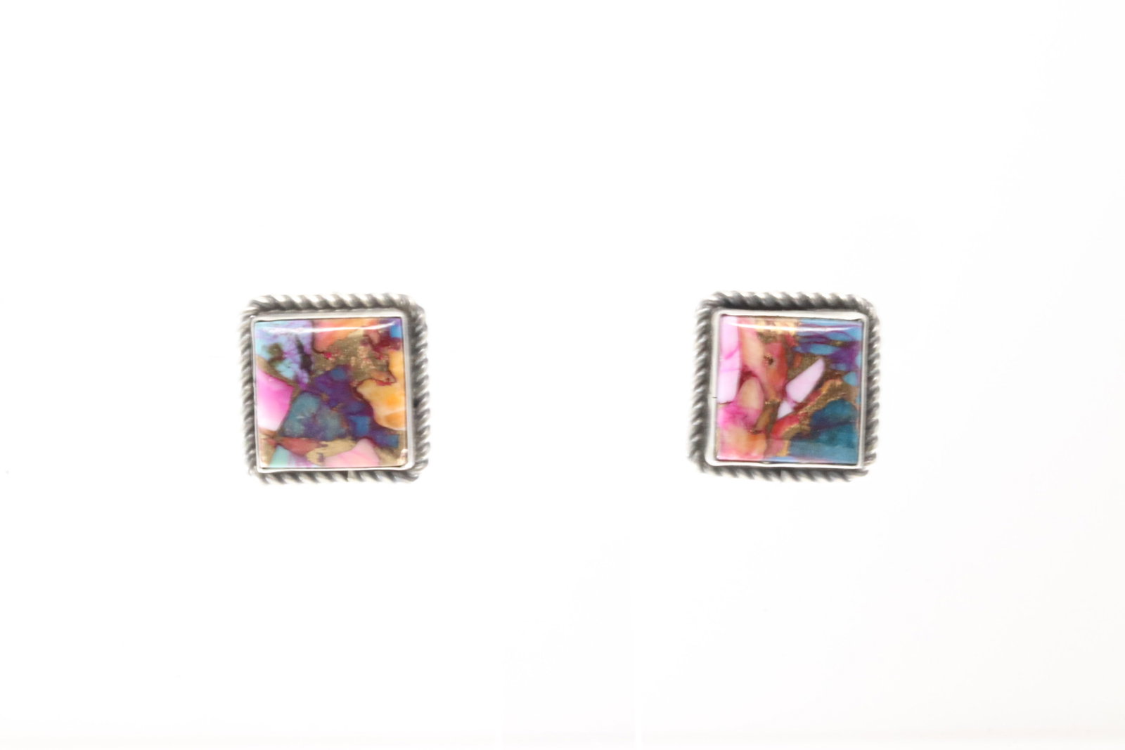 Native America Navajo Sterling Silver Turquoise Compressed Post Earring's By Judith Dixon.: This is a Native America Navajo Sterling Silver Turquoise Compressed Post Earring's By Judith Dixon.