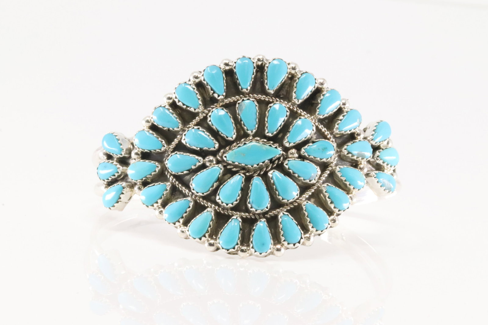 Native America Navajo Sterling Silver Turquoise Bracelet Cuff By Alicia Wilson.: This is a Native America Navajo Sterling Silver Turquoise Bracelet Cuff By Alicia Wilson.