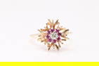 Ruby & Diamond Sunfloower Ring 10Kt.