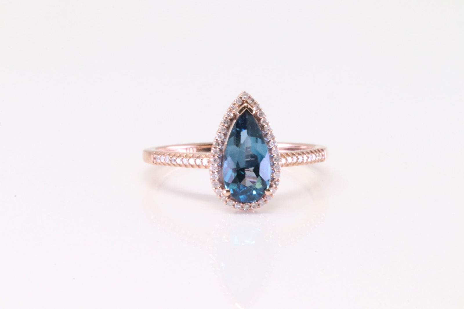 London Blue Topaz & Diamond Ring 10Kt. (1 of 4)