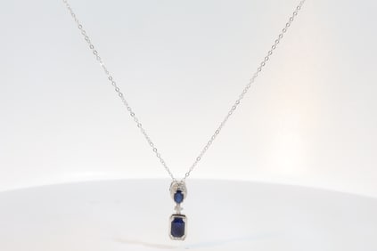 Sapphire & Diamond Pendant / Necklace 14Kt.