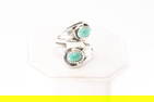 Native America Navajo Sterling Silver Double Turquoise Ring By Genevieve Francisco.