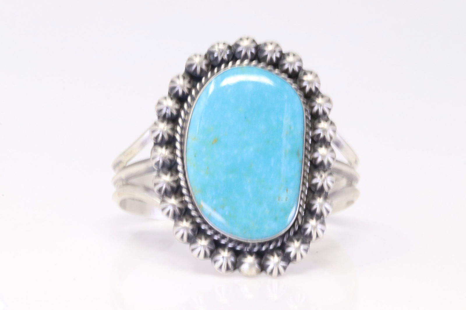 Native America Navajo Sterling Silver Kingman Turquoise Bracelet Cuff By Augustine Largo. (1 of 5)