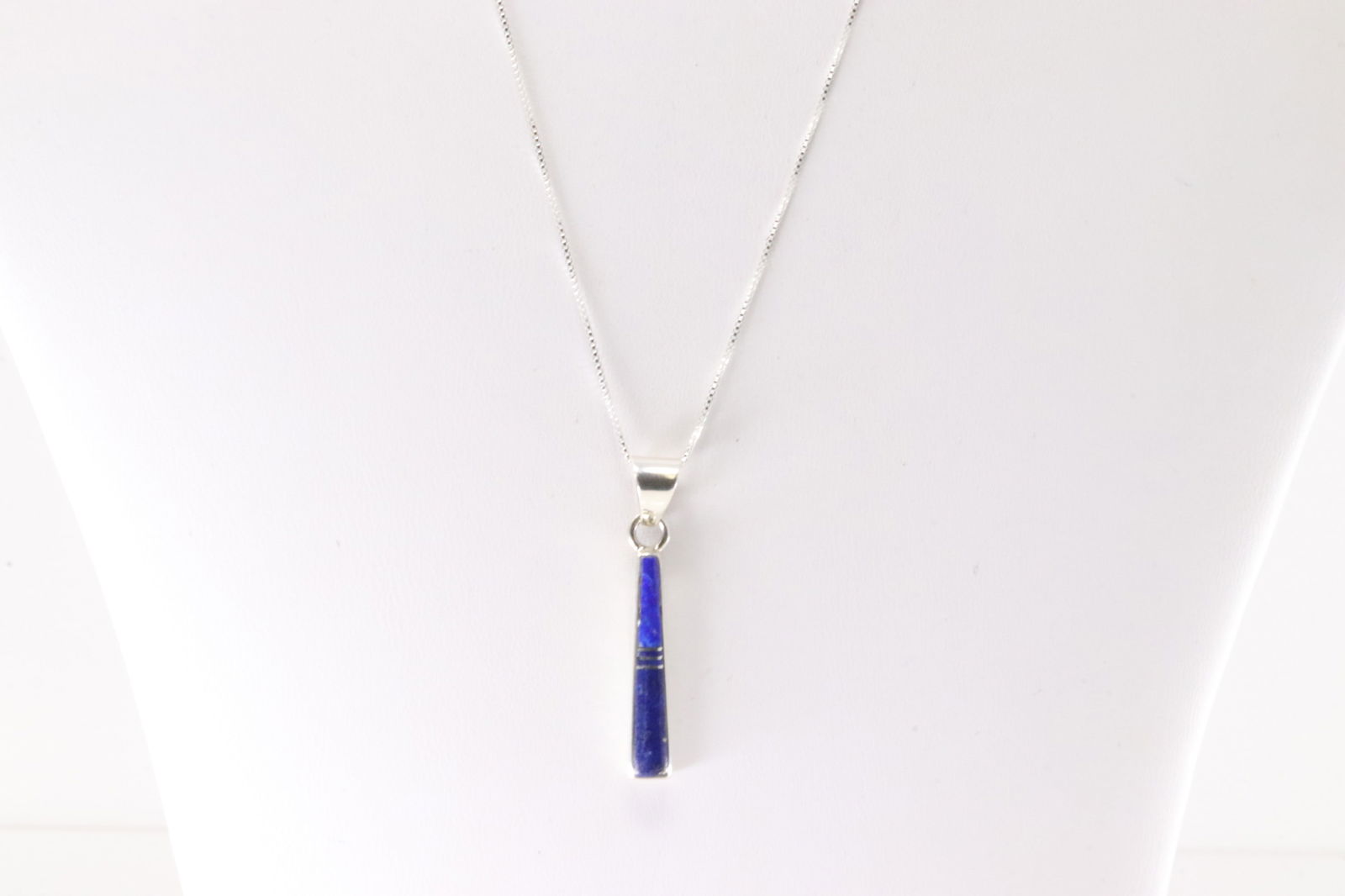 Native America Navajo Sterling Silver Lapis Inlay Pendant By Rick Tolino. With A 925 Necklace. (1 of 4)