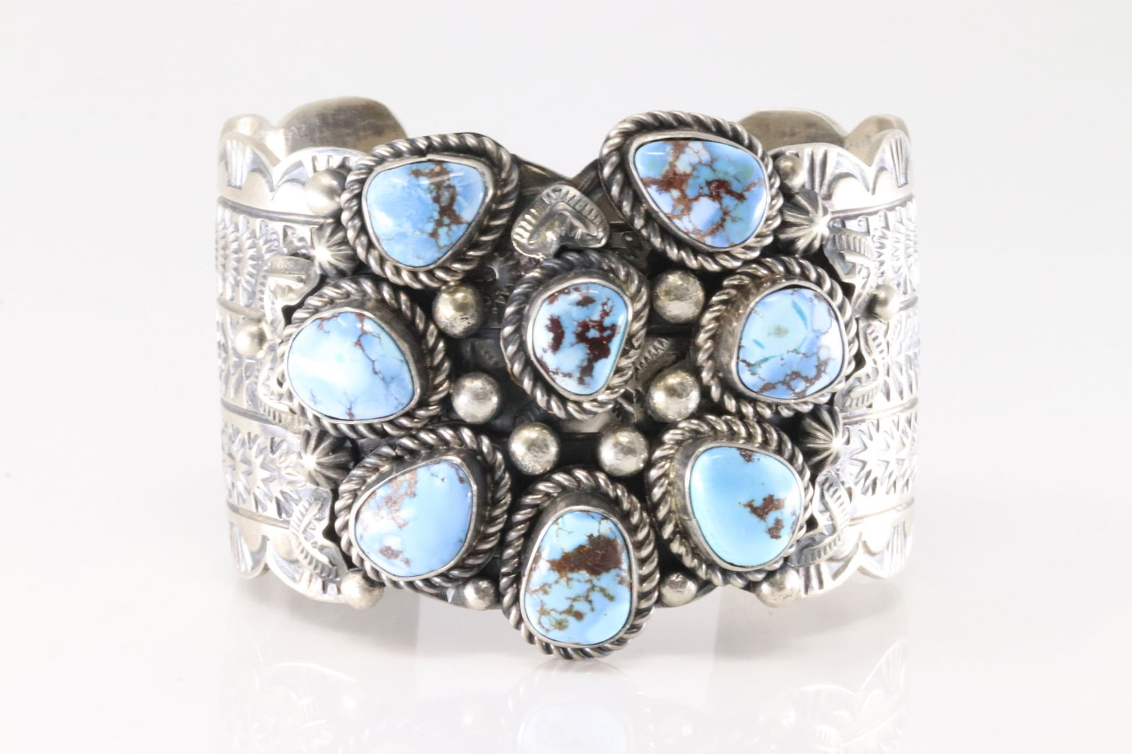 Native America Navajo Sterling Silver Golden Hill Turquoise Bracelet Cuff By Tilly John. (1 of 5)