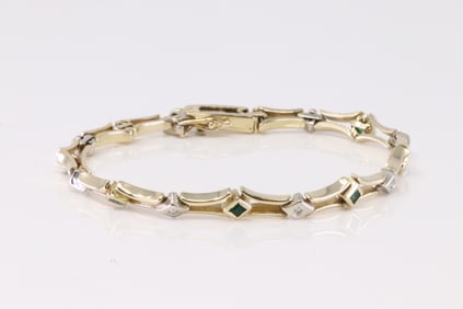 Emerald & Diamond Bracelet 14Kt.