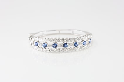 Sapphire & Diamond Vintage Bangle Bracelet 14Kt.