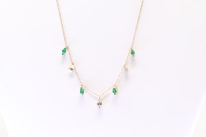 Emerald & Diamond Necklace 14Kt.