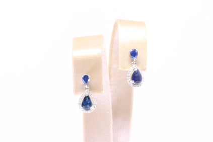 Sapphire & Diamond Stud Earring 14Kt.