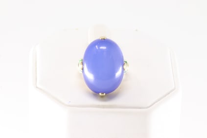 Chalcedony Cabochon Ring 14Kt.