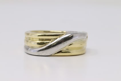 Mens Two Tone PLAT & 18K Gold Ring