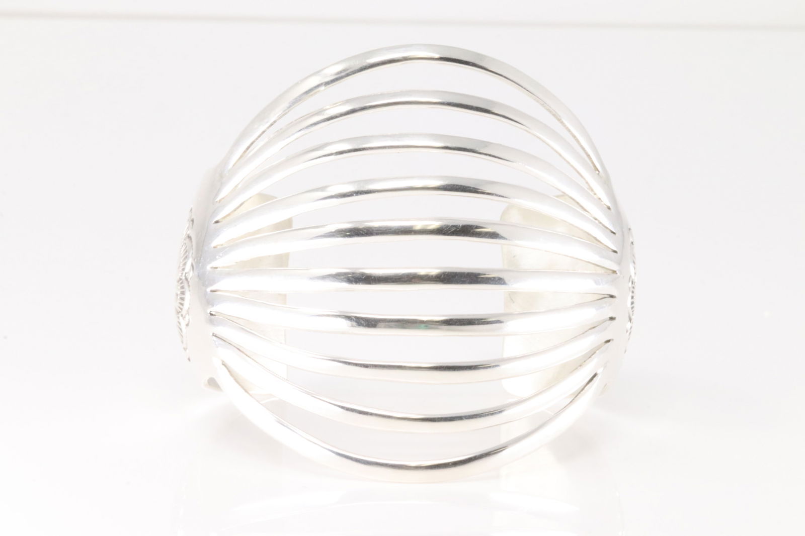 Native America Navajo Sterling Silver 10 Row Solid Bracelet Cuff By Grace Silver. (1 of 4)