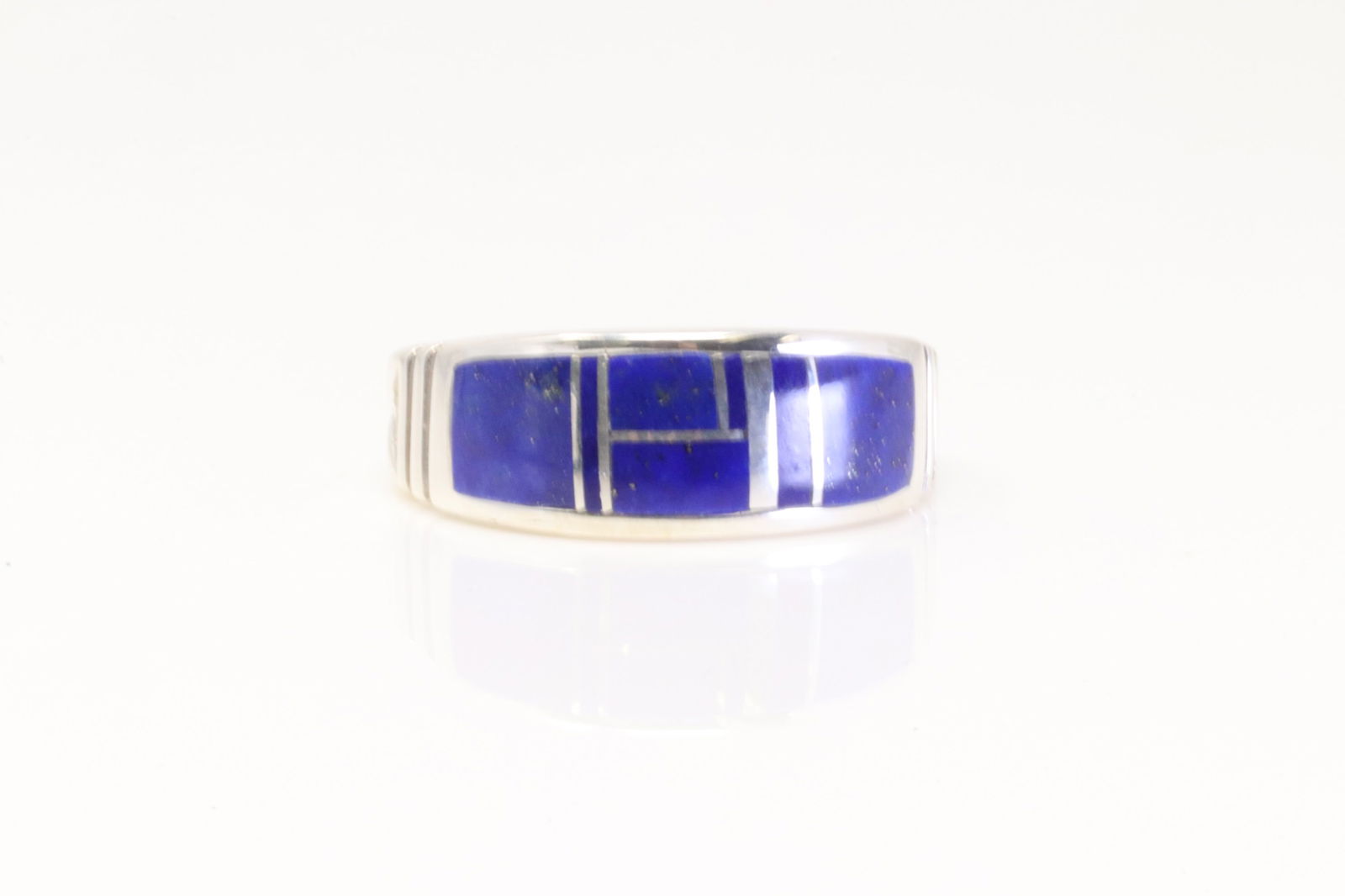 Native America Navajo Sterling Silver Lapis Stone Inlay Ring By Rick Tolino. (1 of 4)