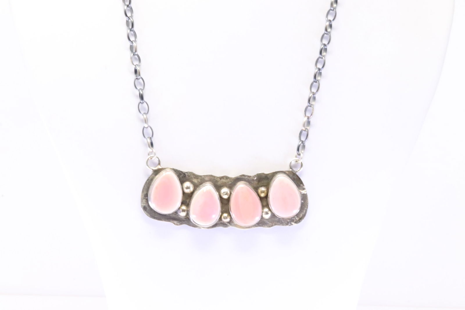Native America Navajo Sterling Silver Pink Conch Shell Necklace By Jude Candalaria (1 of 4)