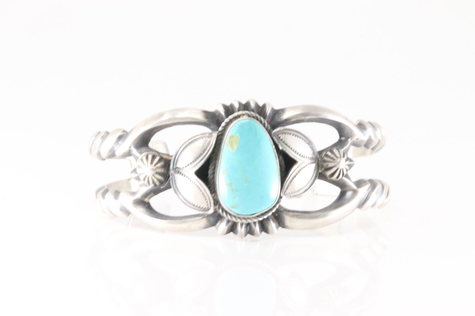 Native America Navajo Sterling Silver Turquoise Bracelet Cuff By Henry Morgan. (1 of 4)