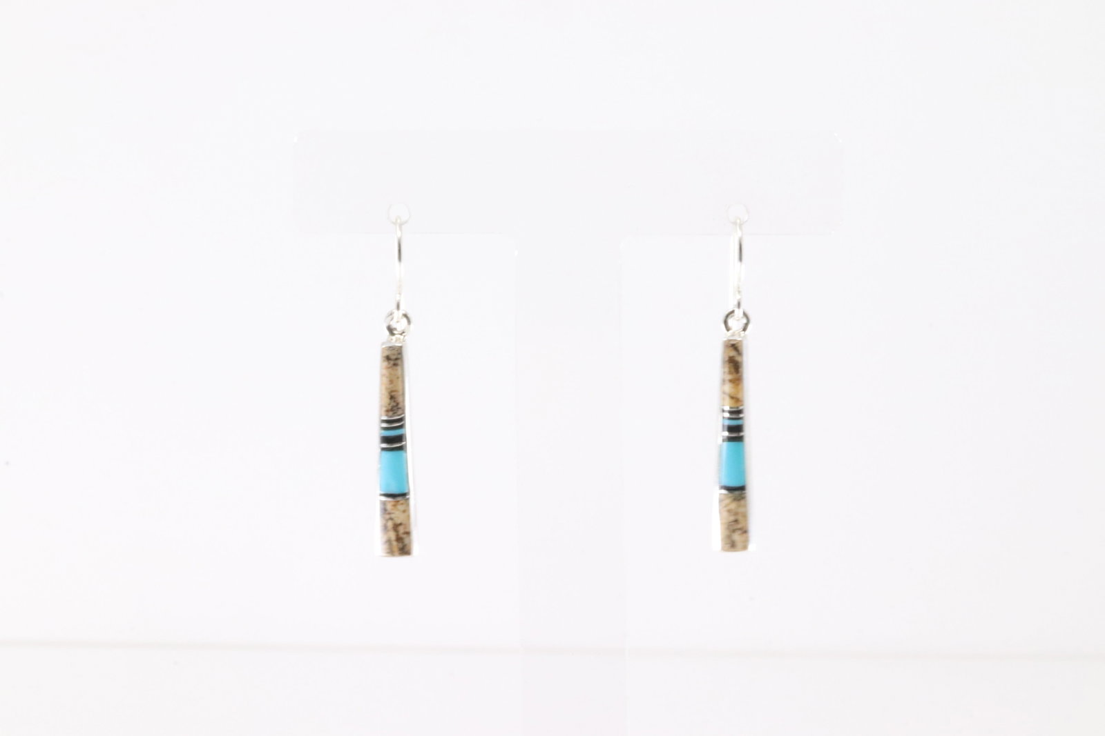 Native America Navajo Sterling Silver Multi-Color Stone Inlay Dangling Earring's By Rick Tolino.: This is a Native America Navajo Sterling Silver Multi-Color Stone Inlay Dangling Earring's By Rick Tolino.