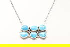 Native America Navajo Sterling Silver Kingman Turquoise Necklace By Sheila Becenti.