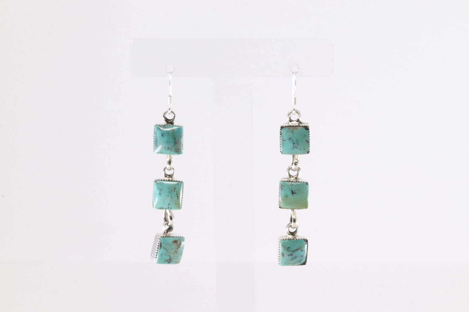 Native America Navajo Sterling Silver Turquoise Dangling Earring's By Marie Bahe. (1 of 4)