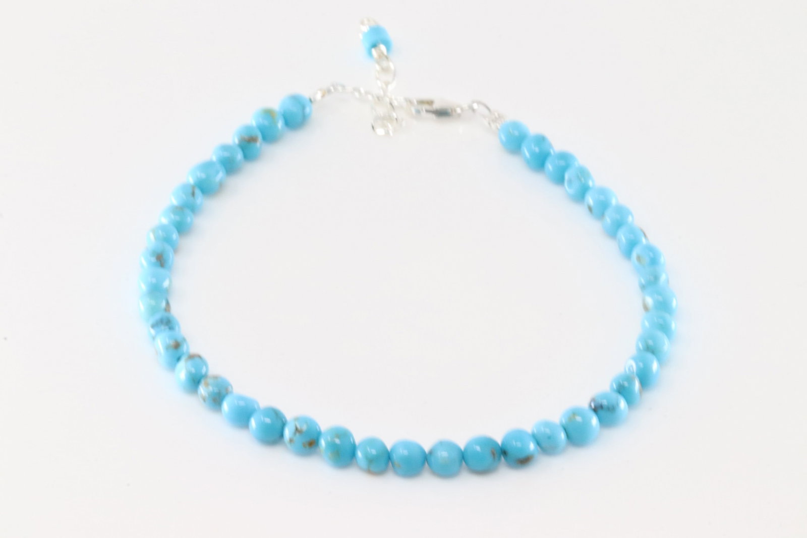 Native American Navajo Sterling Silver Beaded Turquoise Bracelet Link.: This is a Native American Navajo Sterling Silver Beaded Turquoise Bracelet Link. Bracelet length: 7.50.