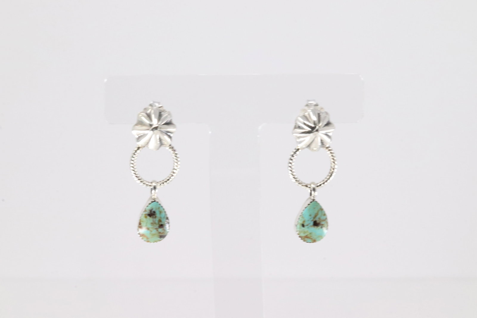 Native America Navajo Sterling Silver Turquoise Post / Dangling Earring's By Sheena Jack.: This is a Native America Navajo Sterling Silver Turquoise Post / Dangling Earring's By Sheena Jack.