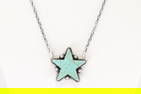 Native America Navajo Sterling Silver Kingman Turquoise Star Necklace By Donovan Skeet.