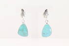 Native America Navajo Sterling Silver Turquoise Leaf Post / Dangling Earring's By Hiram Largo.