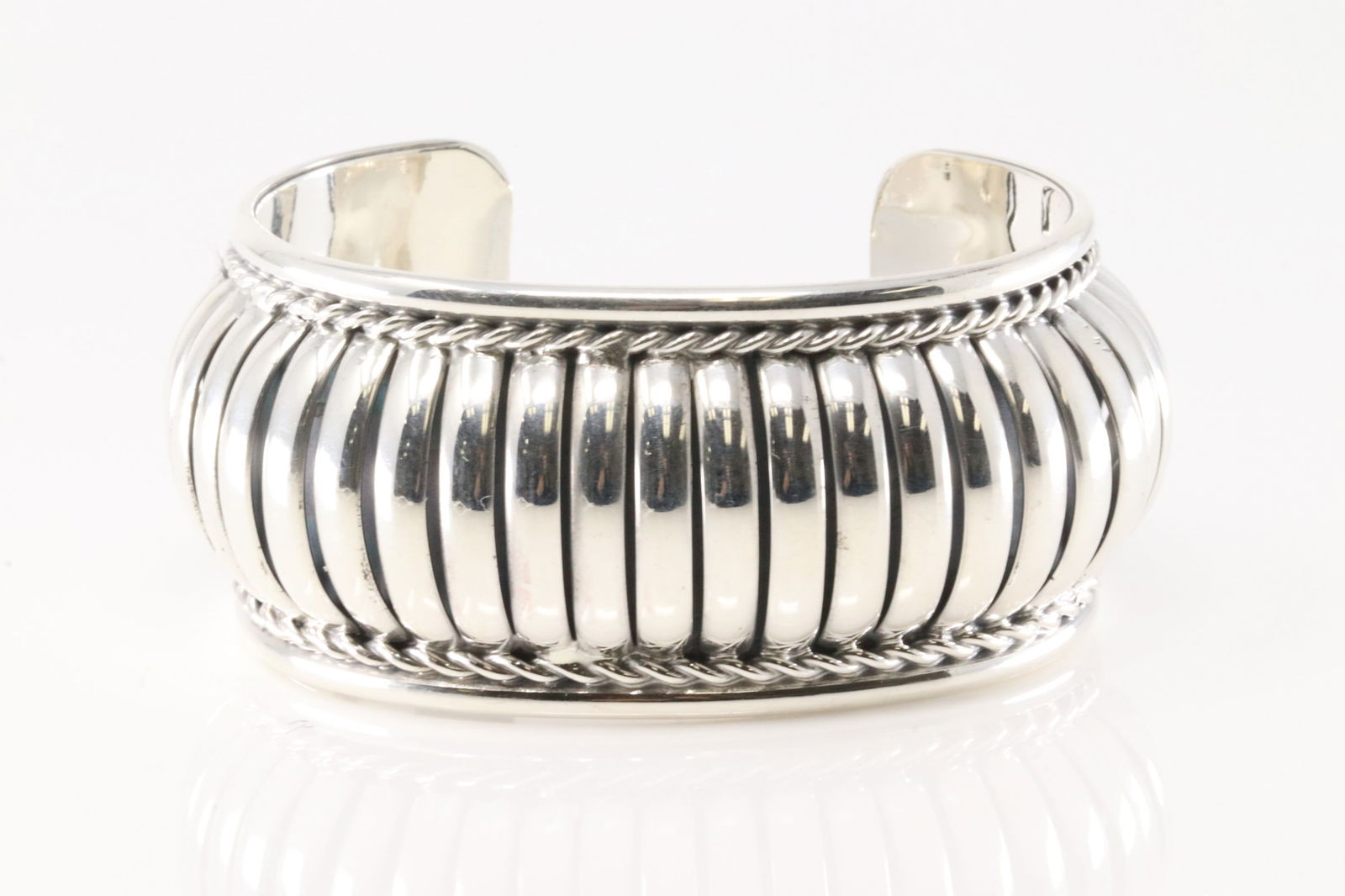 Native America Navajo Sterling Silver Solid Bracelet Cuff By Manuel Johnson. (1 of 4)