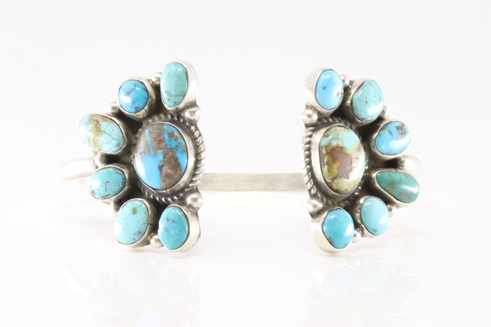 Native America Navajo Sterling Silver Kingman Turquoise Bracelet Cuff By Geraldine James. (1 of 4)