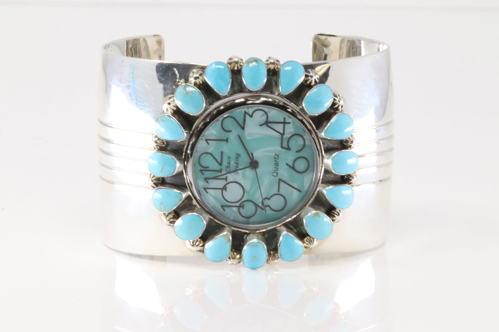 Native America Navajo Sterling Silver Turquoise Watch Band By Emerson Delgarito. (1 of 4)