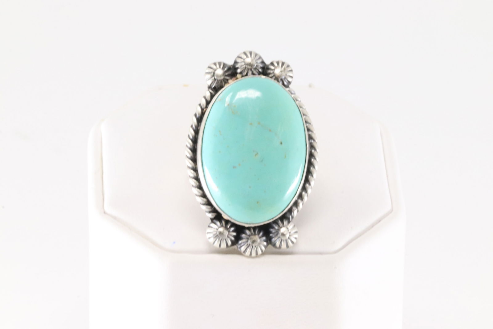 Native America Navajo Sterling Silver Kingman Turquoise Ring By Donovan Skeets. (1 of 4)