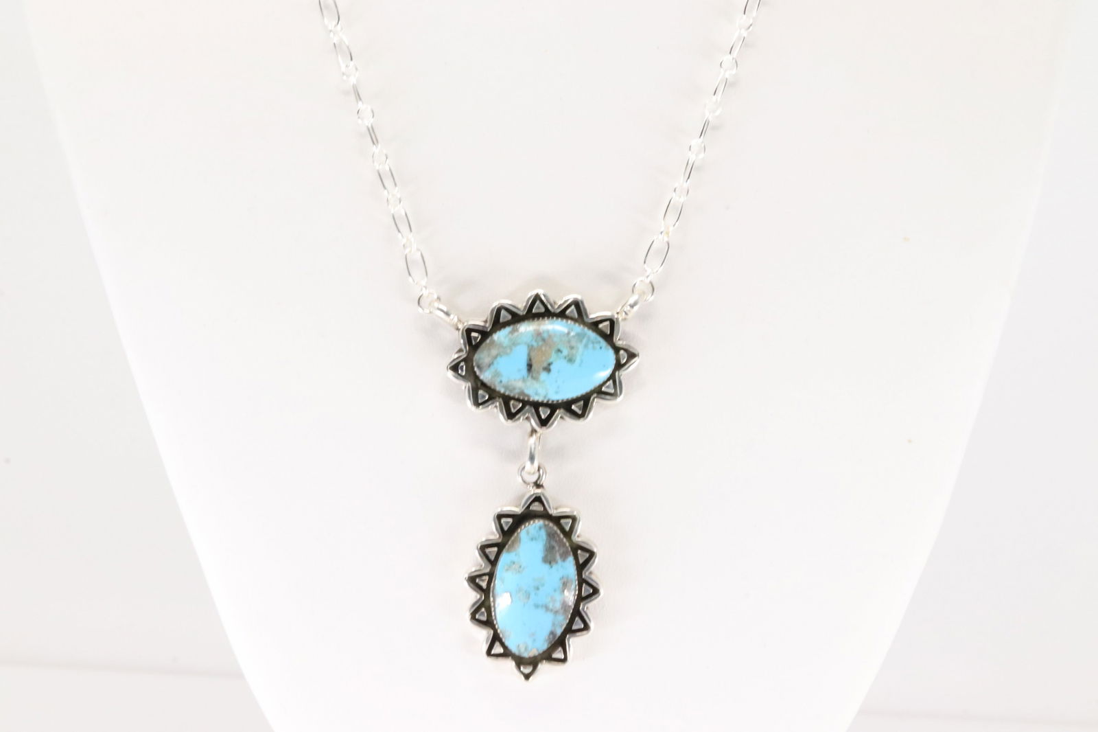 Native American Navajo Sterling Silver Turquoise Necklace By Marie Jones. (1 of 4)