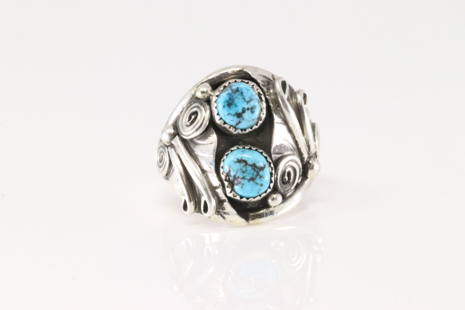 Native America Navajo Sterling Silver Men Turquoise Ring By B. (1 of 4)