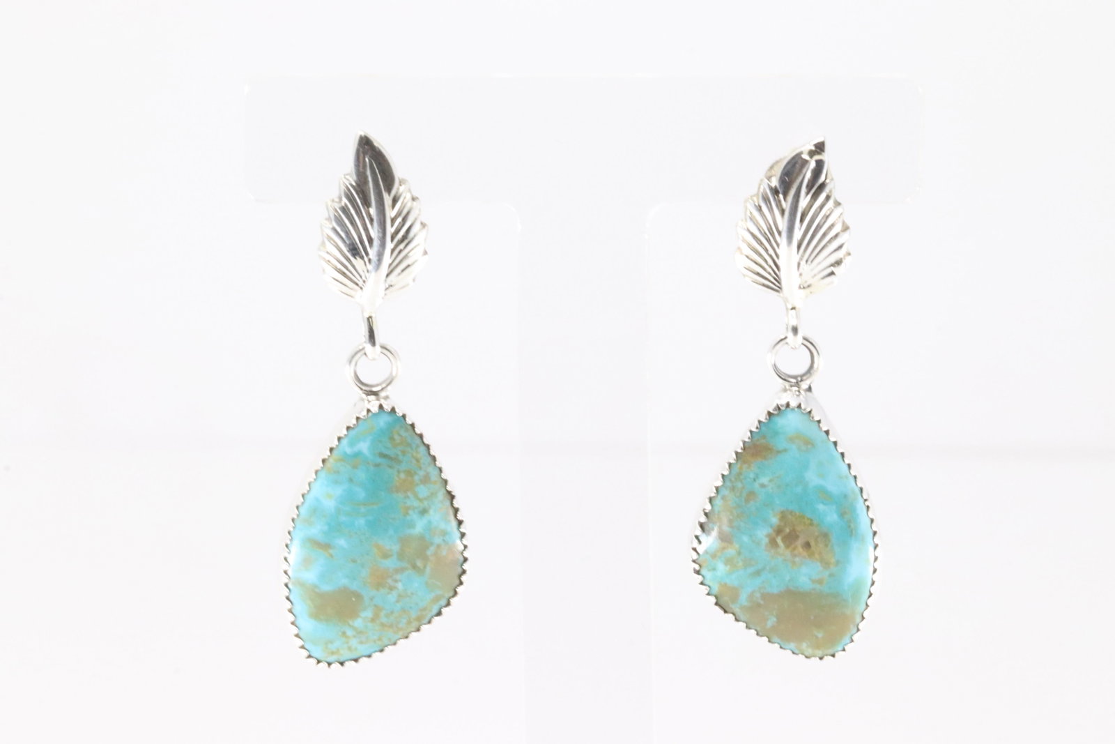 Native America Navajo Sterling Silver Turquoise Post / Dangling Earring's By Hiram Largo.: This is a Native America Navajo Sterling Silver Turquoise Post / Dangling Earring's By Hiram Largo.