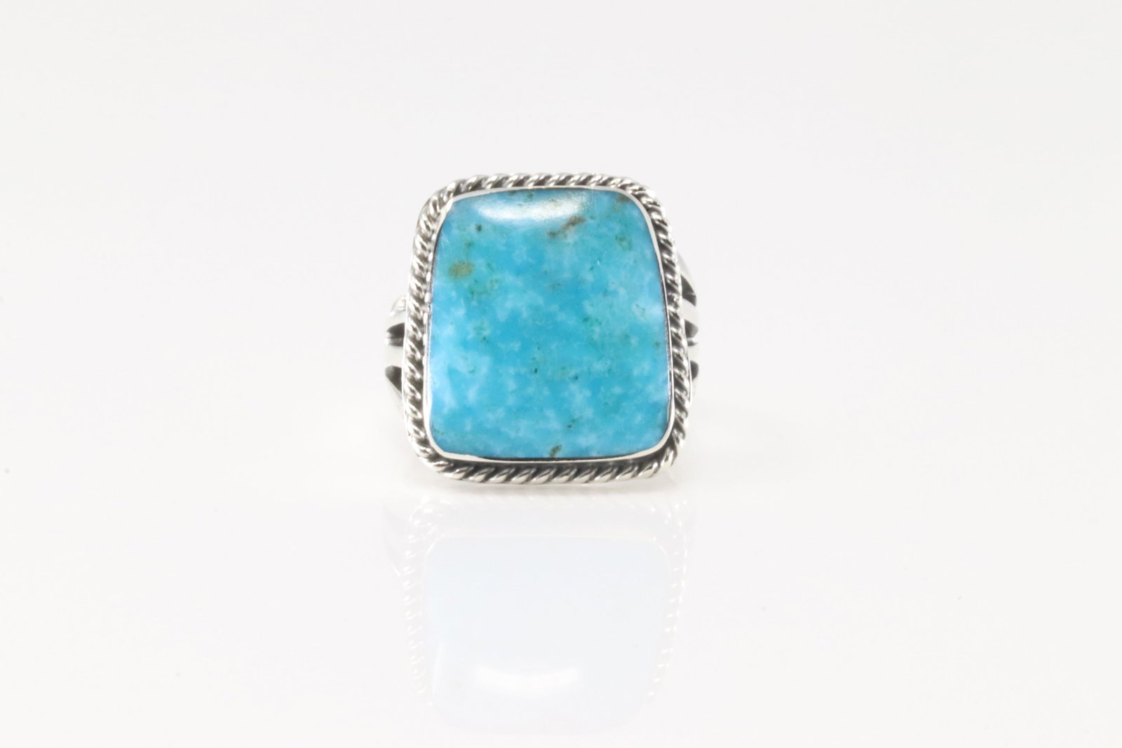 Native America Navajo Sterling Silver Turquoise Ring By Sheena Jack.: This is a Native America Navajo Sterling Silver Turquoise Ring By Sheena Jack. Ring size: 4.50.