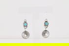 Native America Navajo Sterling Silver Turquoise Dangling Earring's Jerold Joe.