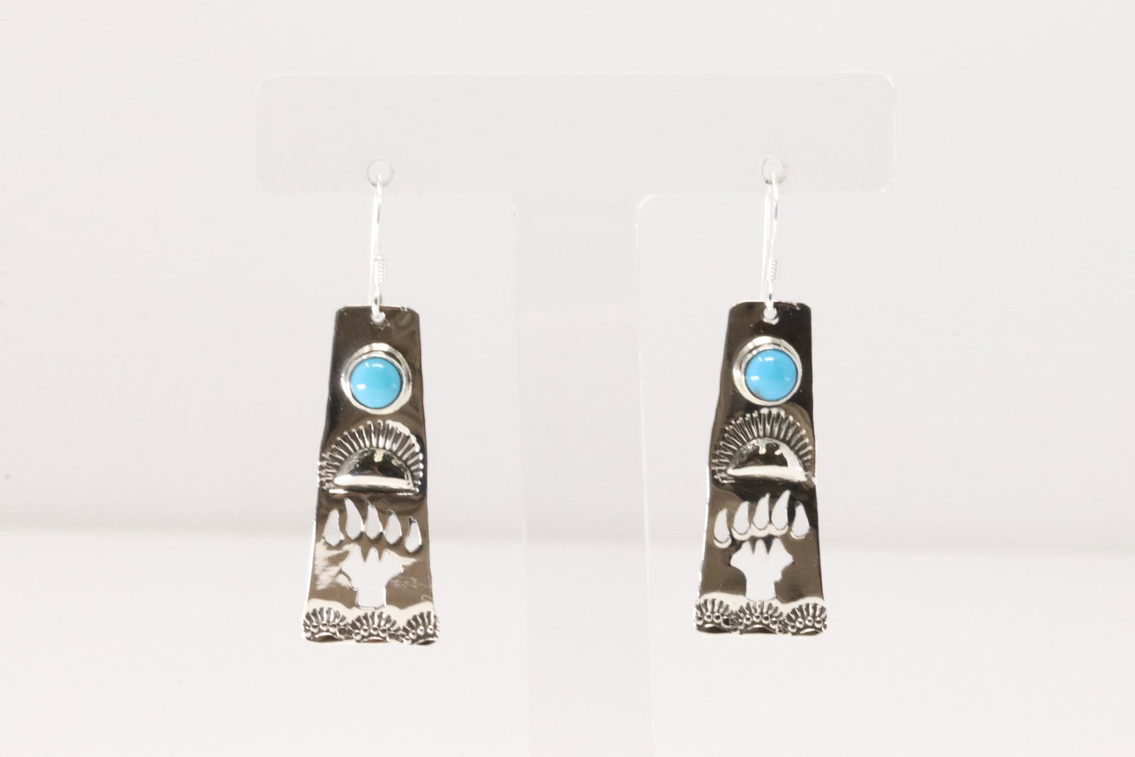 Native America Navajo Sterling Silver Turquoise Dangling Earring's By Jeff James Jr.: This is a Native America Navajo Sterling Silver Turquoise Dangling Earring's By Jeff James Jr.