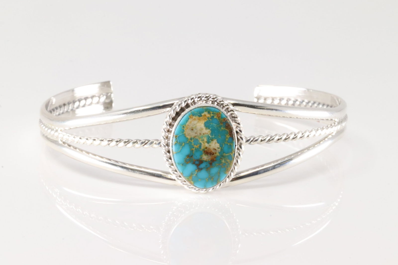 Native America Navajo Sterling Silver Royston Turquoise Bracelet Cuff By T.F. (1 of 4)