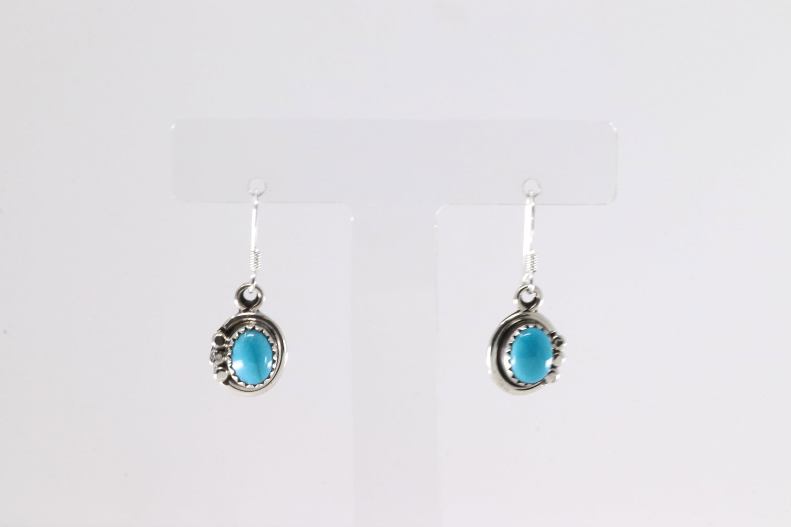 Native America Navajo Sterling Silver Turquoise Dangling Earring's By Rita Largo.: This is a Native America Navajo Sterling Silver Turquoise Dangling Earring's By Rita Largo.