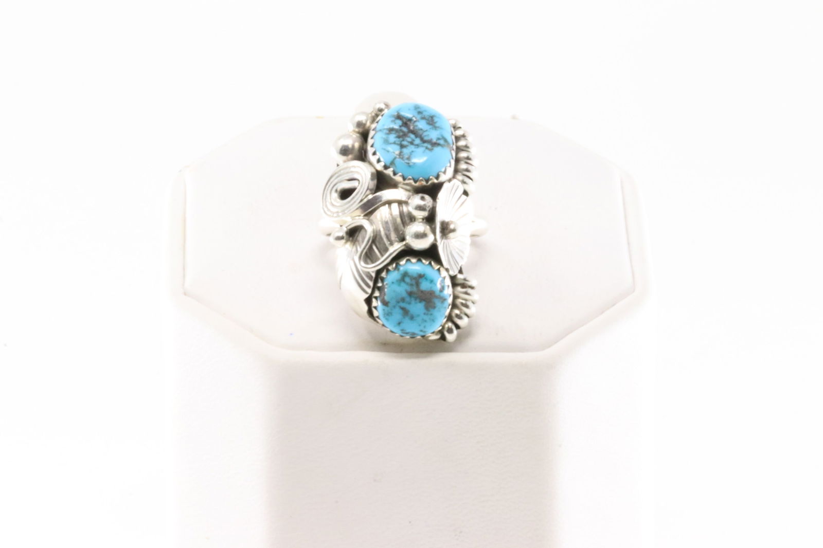 Native America Navajo Sterling Silver Turquoise Floral Ring By Max C. (1 of 4)