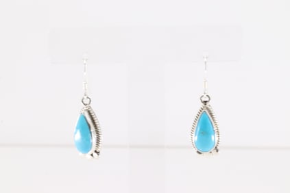 Native America Navajo Sterling Silver Turquoise Dangling Earring's By Sharon McCarthy.