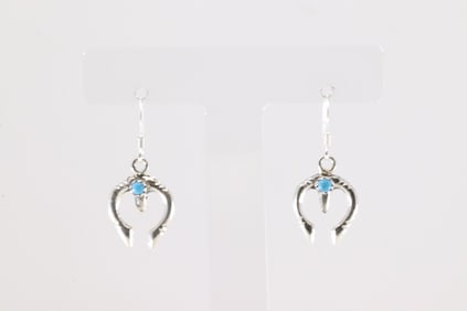 Native America Navajo Sterling Silver Turquoise Naja Dangling Earring's By Lorraine Chee.