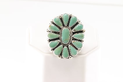 Native America Navajo Sterling Silver Turquoise Ring By Alicia Wilson.
